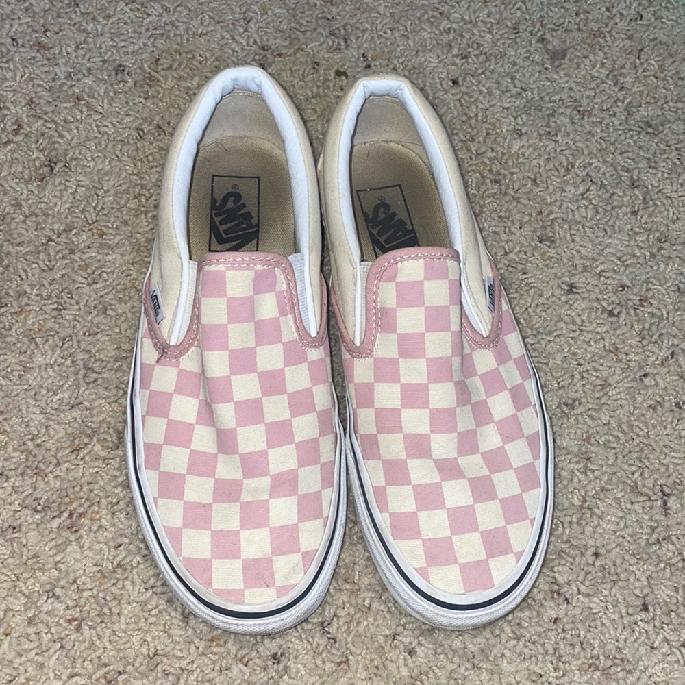 VANS Pink Classic Slip-On Checkerboard Shoe - Size m7.0 and w8.5